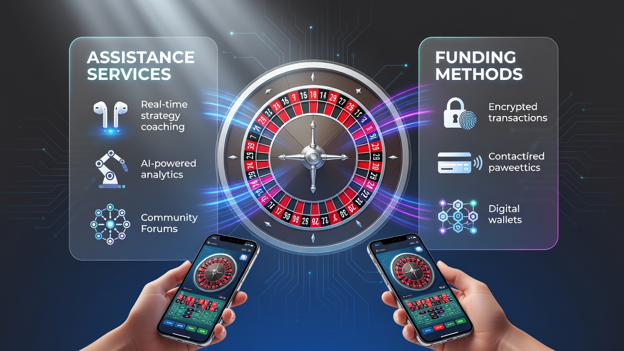 Mobile Roulette Plattform mit Zahlungsoptionen und Support-Interface